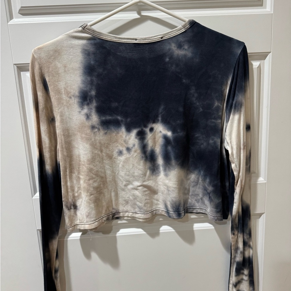 Lush Black and Cream Tie-Dye Long Sleeve Top - Picture 3 of 3